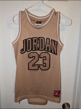 Jordan Mesh Basketball Jersey in Tan with Black Accents